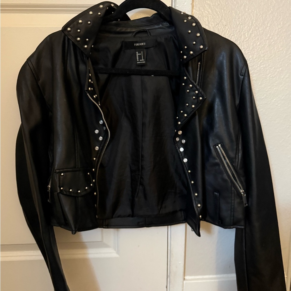 Forever 21 Black Studded Leather Jacket